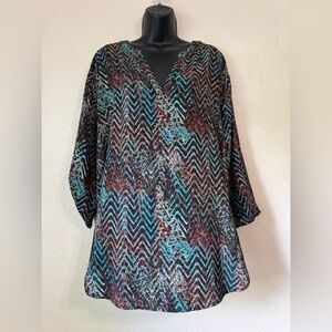 Cato Multicolor Chevron Tunic Top 0188